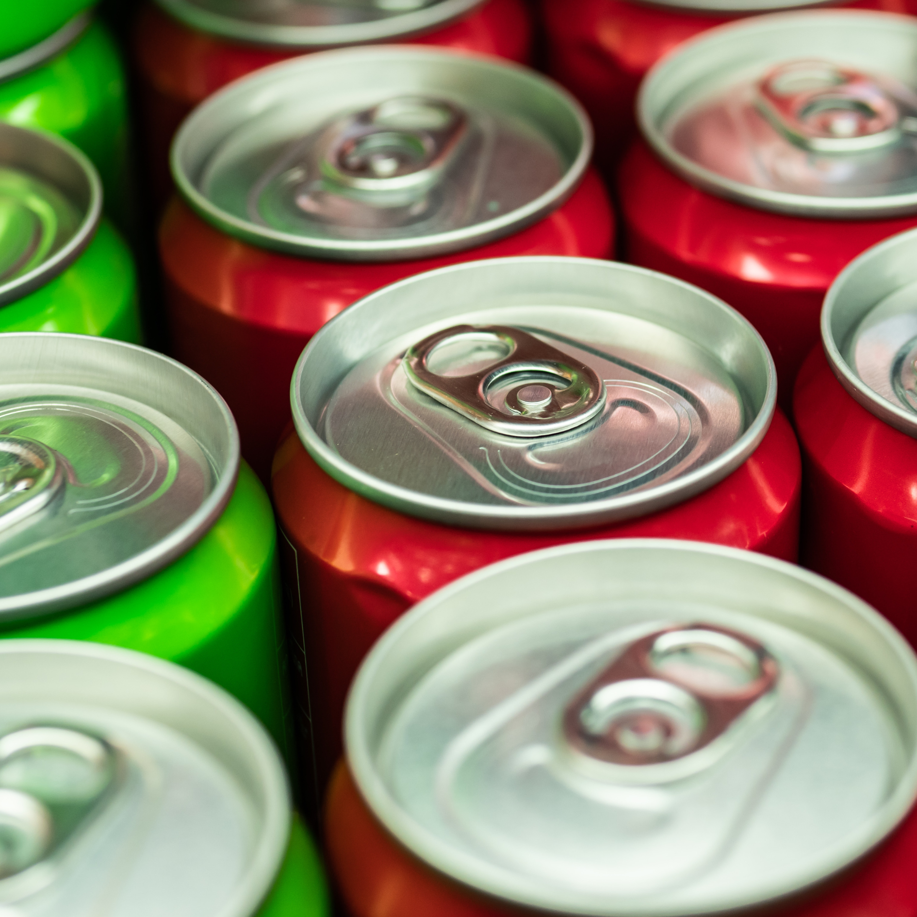 rows of soft drinks