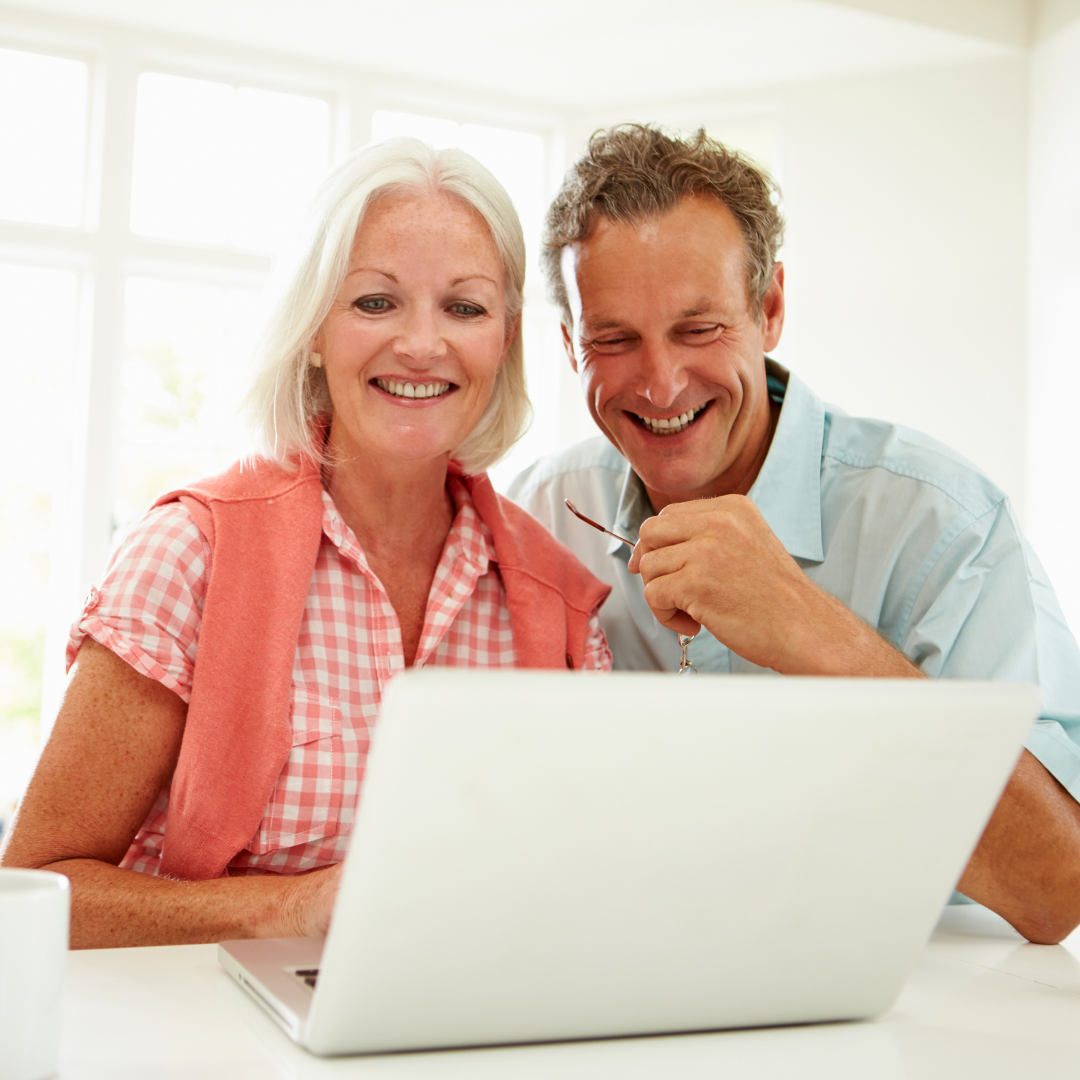 woman and man at laptop